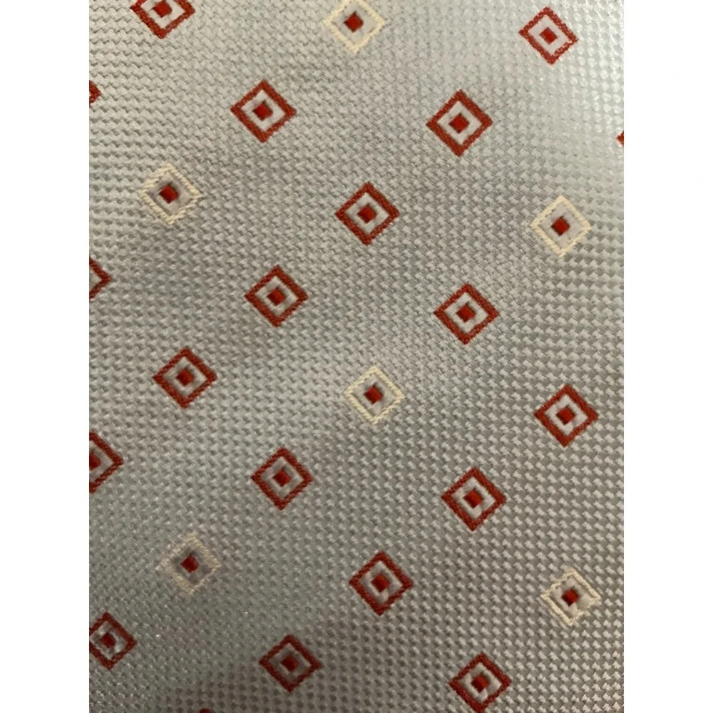 Vintage Guy Laroche Paris Mens Silk‎ Tie Silver Red Diamond Pattern Retro 70's